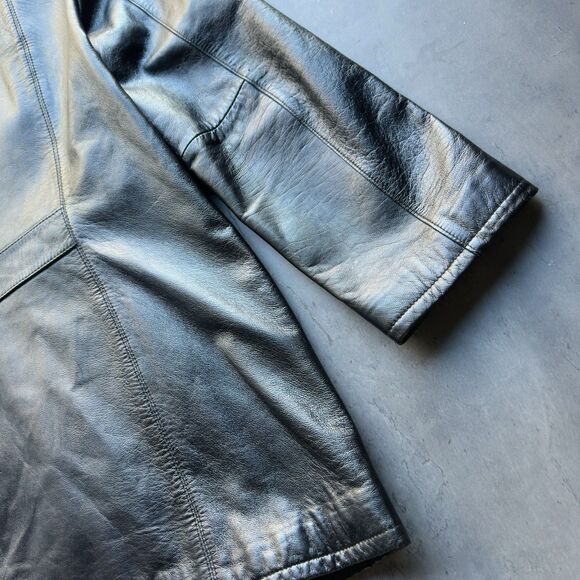 Wilsons Soft Plush Leather PELLE Studio Mid Long Jacket Coat Lined Womens Size L - Picture 13 of 14